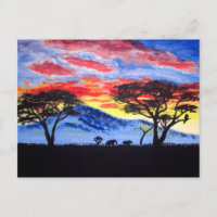 Coucher de soleil africain Safari animal Silhouett