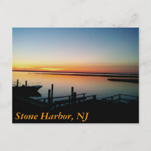 Carte Postale coucher de soleil au bord de l'eau, Stone Harbour,