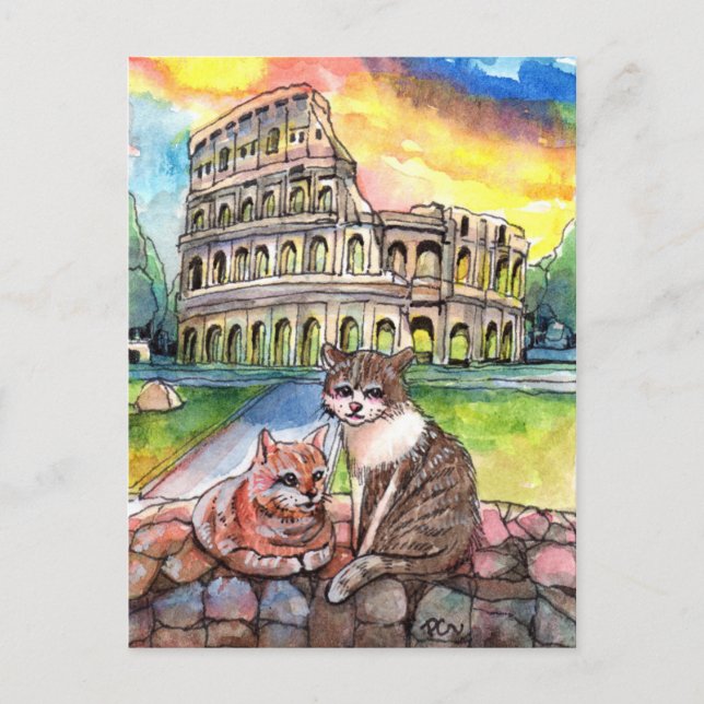 Carte Postale Coucher de soleil au Colisée (Devant)