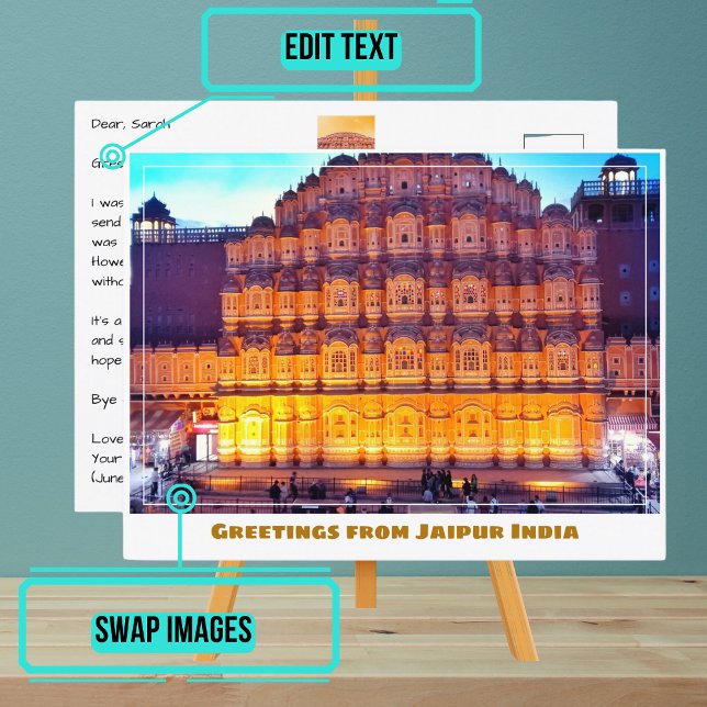 Carte Postale Coucher de soleil au Hawa Mahal à Jaipur Inde (Please enjoy our postcard)