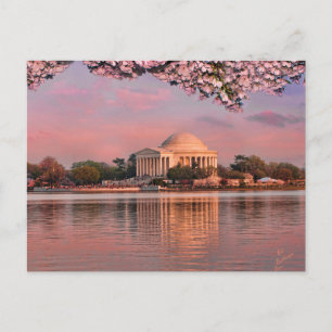 Carte Postale Coucher de soleil au mémorial Jeferson avec des fl