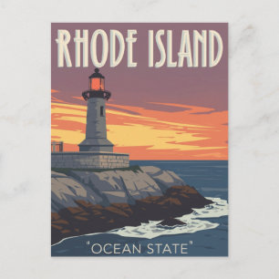 Carte Postale Coucher de soleil au phare de Rhode Island