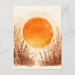 Carte Postale Coucher de soleil Blé Herbe Bohème Lever du soleil