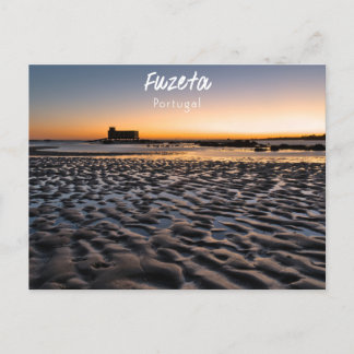 Carte Postale Coucher de soleil chaud sur la plage de Fuzeta