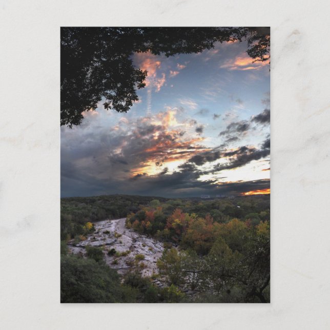 Carte Postale Coucher de soleil de Barton Creek - Austin, Texas (Devant)