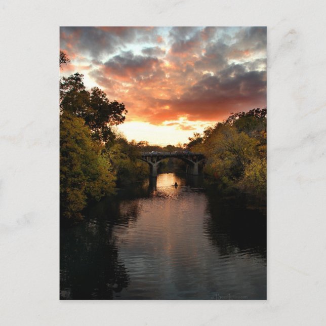 Carte Postale Coucher de soleil de Barton Creek - Austin Texas (Devant)