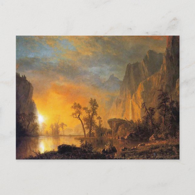 Carte Postale Coucher de soleil de Bierstadt dans la peinture de (Devant)