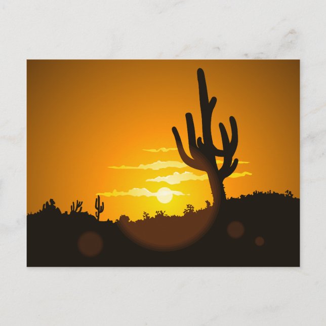 Carte Postale Coucher de soleil de Cactus (Devant)