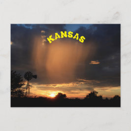 Carte Postale Coucher de soleil de Kansas avec Silhouette de mou