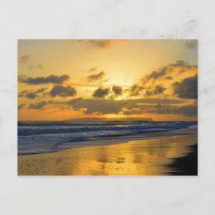 Carte Postale Coucher de soleil de Kauai avec Nihau sur Horizon