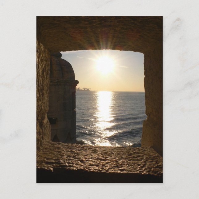 Carte Postale Coucher de soleil de la Tour de Lisbonne (Devant)