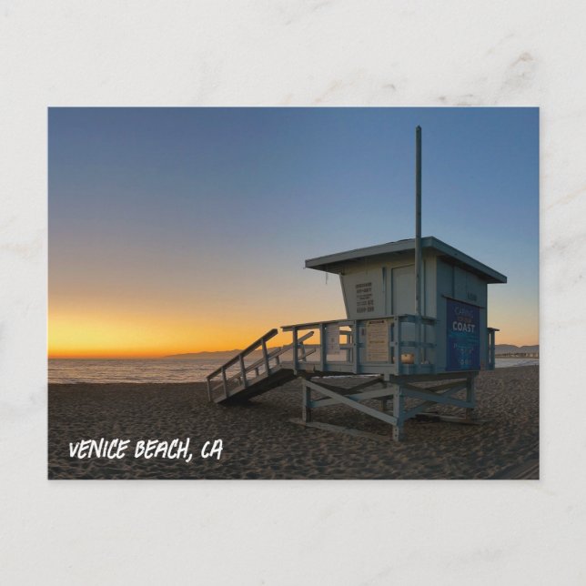 Carte Postale Coucher de soleil de l'heure d'or - Venice Beach,  (Devant)