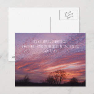 Carte Postale Coucher de soleil de l'Oklahoma avec arbres et ver
