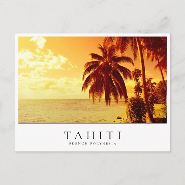 Carte Postale Coucher de soleil de palmier à Tahiti, Polynésie f (Devant)