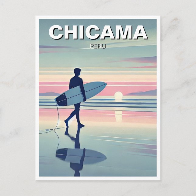 Carte Postale Coucher de soleil de surf moderne Chicama Pérou (Devant)