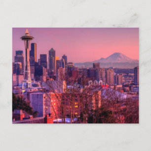 Carte Postale Coucher de soleil derrière Seattle depuis Kerry Pa