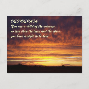 Carte Postale coucher de soleil DESIDERATA