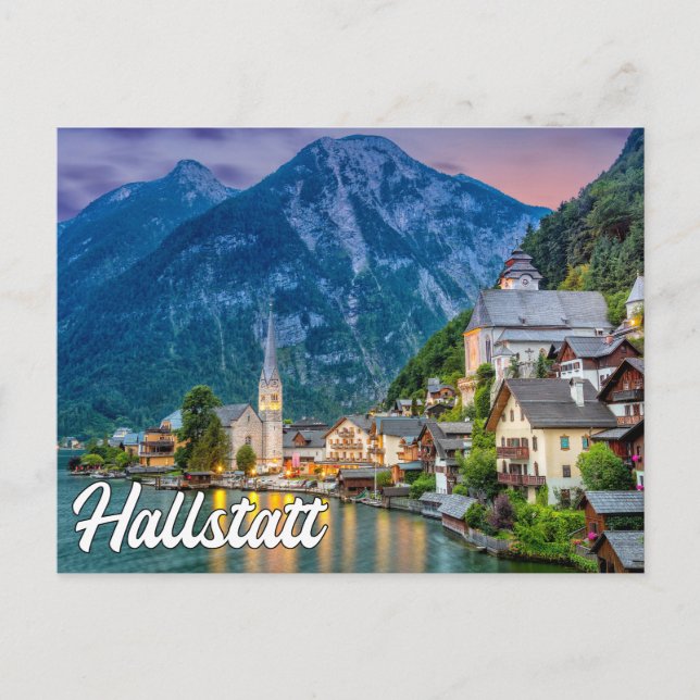 Carte Postale Coucher de soleil d'été sur Hallstatt, Autriche (Devant)