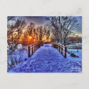 Carte Postale Coucher de soleil d'hiver au pont
