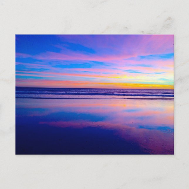 Carte Postale Coucher de soleil du rêve bleu, Père Noël Monica (Devant)