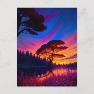 Carte Postale Coucher de soleil époustouflant au magnifique lac