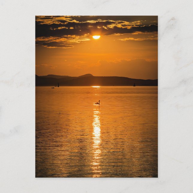 Carte Postale Coucher de soleil, Lac Balaton, Hongrie (Devant)