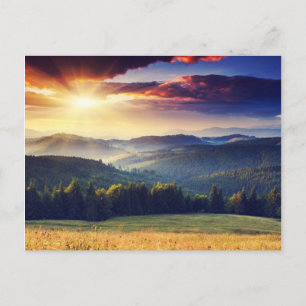 Carte Postale Coucher de soleil majestueux dans les montagnes pa