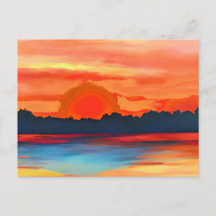 Carte Postale Coucher de soleil océanique vif en orange ardent