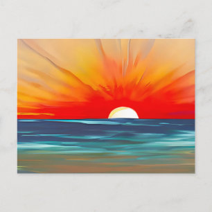 Carte Postale Coucher de soleil océanique vif en orange et bleu
