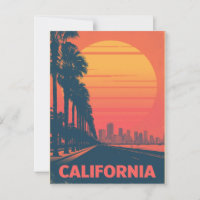 Coucher de soleil rétro sur des palmiers californi