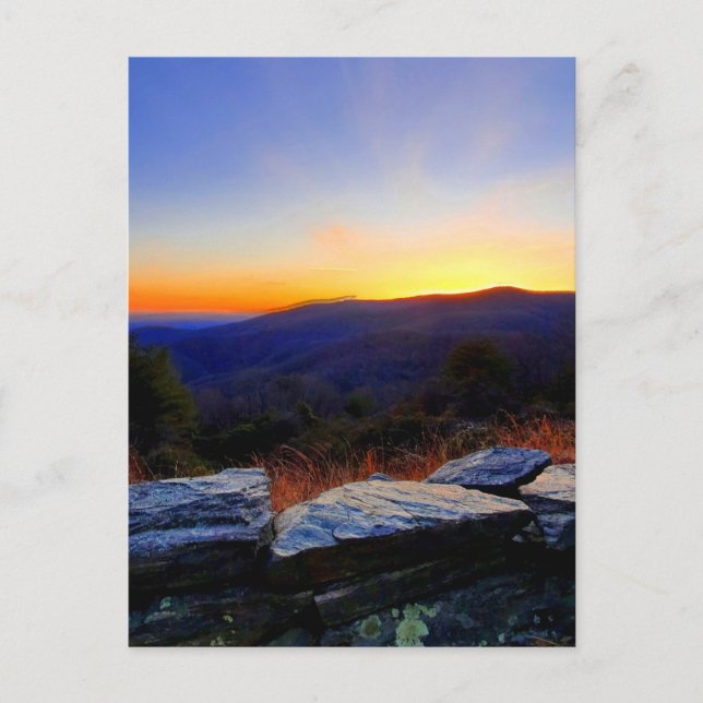 Carte Postale Coucher de soleil sur Blue Ridge Parkway (Devant)