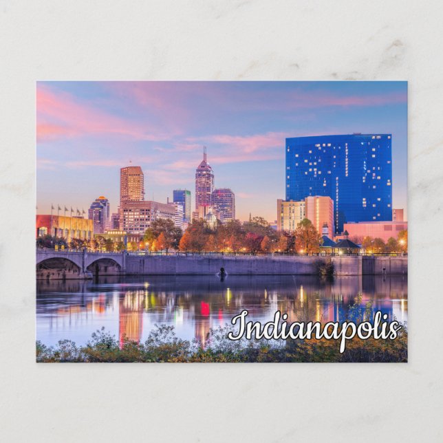 Carte Postale Coucher de soleil sur Indianapolis, Indiana, USA (Devant)
