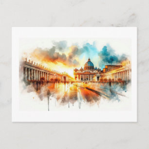 Carte Postale Coucher de soleil sur la cité du Vatican,