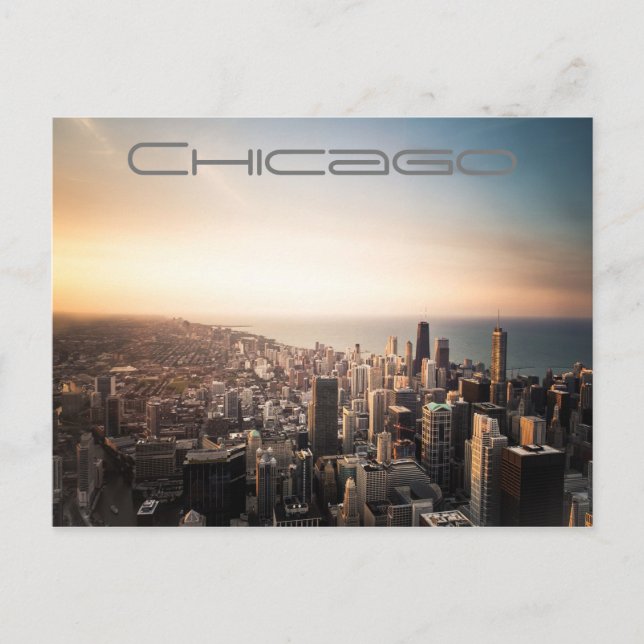 Carte Postale Coucher de soleil sur la ligne aérienne de Chicago (Devant)