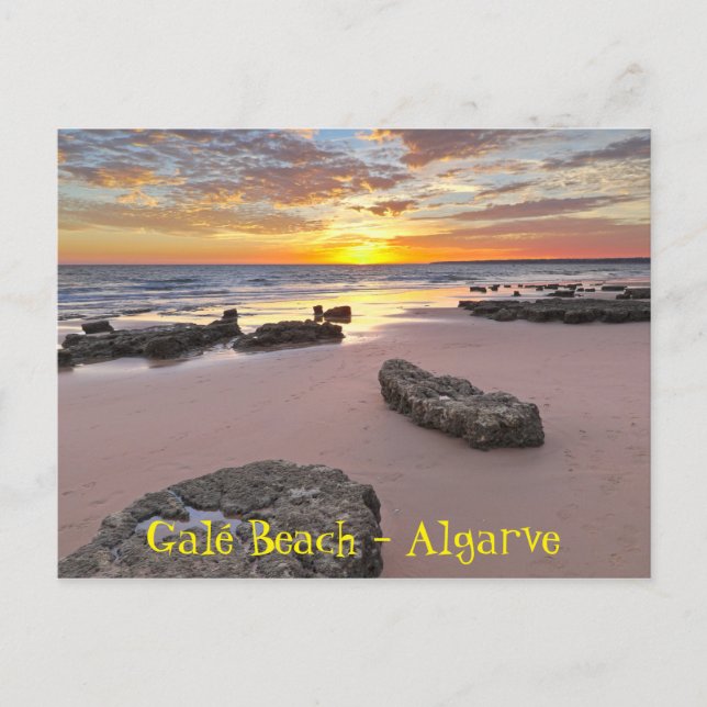 Carte Postale Coucher de soleil sur la plage de Gale à Albufeira (Devant)
