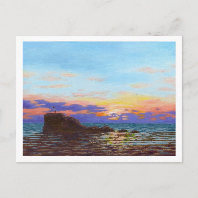 Carte Postale Coucher de soleil sur la plage de Perranporth (Devant)