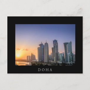Carte Postale Coucher de soleil sur la ville de Doha, Qatar