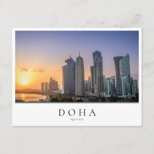Carte Postale Coucher de soleil sur la ville de Doha, Qatar
