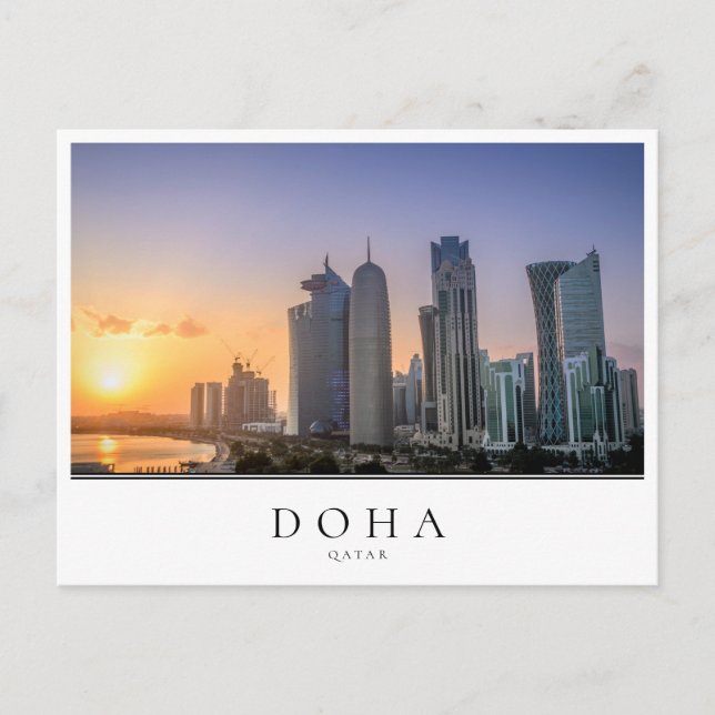 Carte Postale Coucher de soleil sur la ville de Doha, Qatar (Devant)