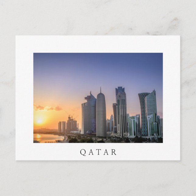 Carte Postale Coucher de soleil sur la ville de Doha, Qatar (Devant)