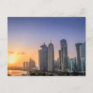 Carte Postale Coucher de soleil sur la ville de Doha, Qatar