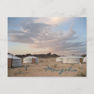 Carte Postale Coucher de soleil sur le camp ger en Mongolie
