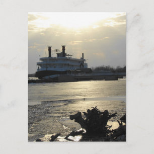 Carte Postale Coucher de soleil sur le fleuve Mississippi en hiv