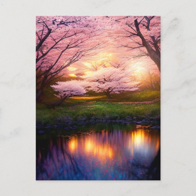 Carte Postale Coucher De Soleil Sur Le Lac Cherry (Devant)