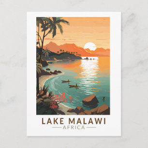 Carte Postale Coucher de soleil sur le lac Malawi Afrique Art de