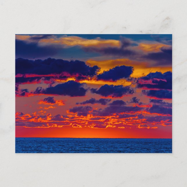 Carte Postale Coucher de soleil sur le lac Michigan à Ludington, (Devant)