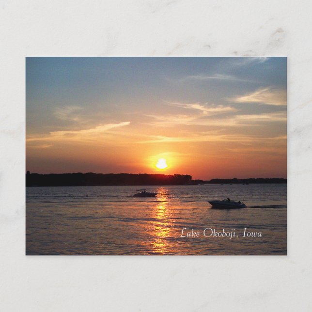 Carte Postale Coucher de soleil sur le lac Okoboji, Iowa (Devant)
