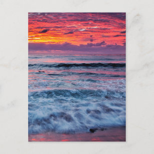 Carte Postale Coucher de soleil sur les vagues de l'océan, Calif