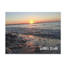 Carte postale coucher de soleil sur l'île de Sanib