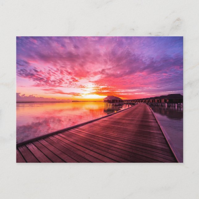 Carte Postale Coucher de soleil sur l'île des Maldives | Water V (Devant)